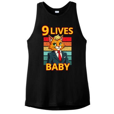 Cat Trump 9 Lives Baby Funny Trump Cat Ladies PosiCharge Tri-Blend Wicking Tank