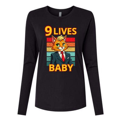 Cat Trump 9 Lives Baby Funny Trump Cat Womens Cotton Relaxed Long Sleeve T-Shirt