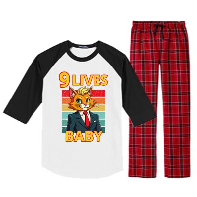 Cat Trump 9 Lives Baby Funny Trump Cat Raglan Sleeve Pajama Set