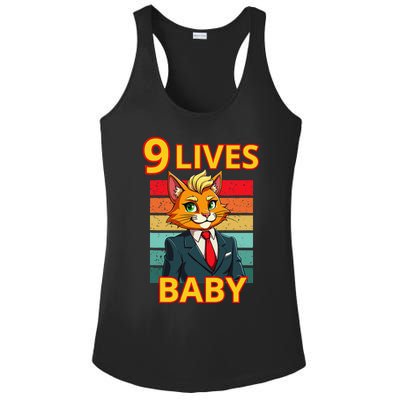 Cat Trump 9 Lives Baby Funny Trump Cat Ladies PosiCharge Competitor Racerback Tank