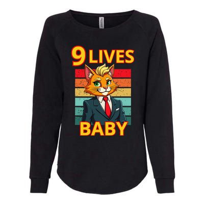 Cat Trump 9 Lives Baby Funny Trump Cat Womens California Wash Sweatshirt