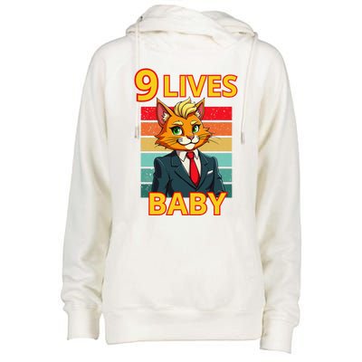 Cat Trump 9 Lives Baby Funny Trump Cat Womens Funnel Neck Pullover Hood