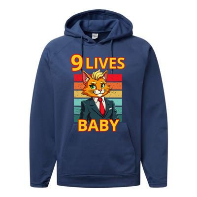 Cat Trump 9 Lives Baby Funny Trump Cat Performance Fleece Hoodie