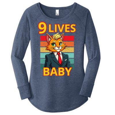 Cat Trump 9 Lives Baby Funny Trump Cat Women's Perfect Tri Tunic Long Sleeve Shirt