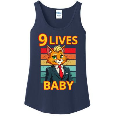 Cat Trump 9 Lives Baby Funny Trump Cat Ladies Essential Tank