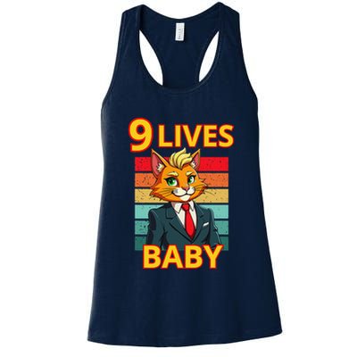 Cat Trump 9 Lives Baby Funny Trump Cat Women's Racerback Tank