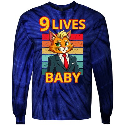 Cat Trump 9 Lives Baby Funny Trump Cat Tie-Dye Long Sleeve Shirt