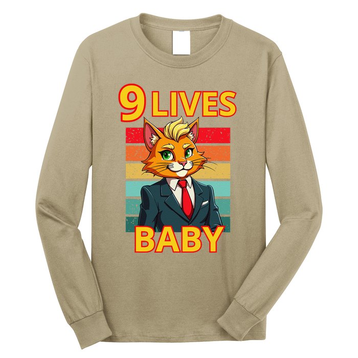 Cat Trump 9 Lives Baby Funny Trump Cat Long Sleeve Shirt