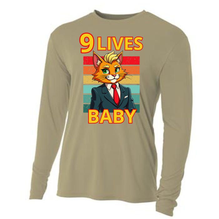 Cat Trump 9 Lives Baby Funny Trump Cat Cooling Performance Long Sleeve Crew