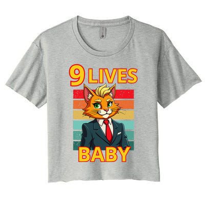 Cat Trump 9 Lives Baby Funny Trump Cat Women's Crop Top Tee