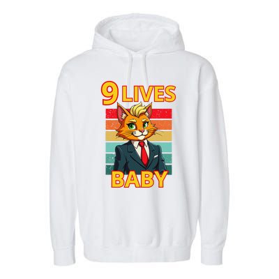 Cat Trump 9 Lives Baby Funny Trump Cat Garment-Dyed Fleece Hoodie