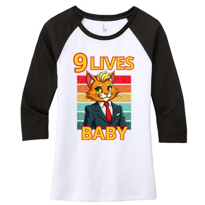 Cat Trump 9 Lives Baby Funny Trump Cat Women's Tri-Blend 3/4-Sleeve Raglan Shirt