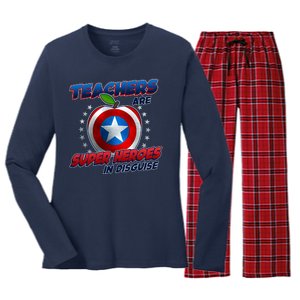 Cool Teachers Are Super Heroes In Disguise Women's Long Sleeve Flannel Pajama Set 