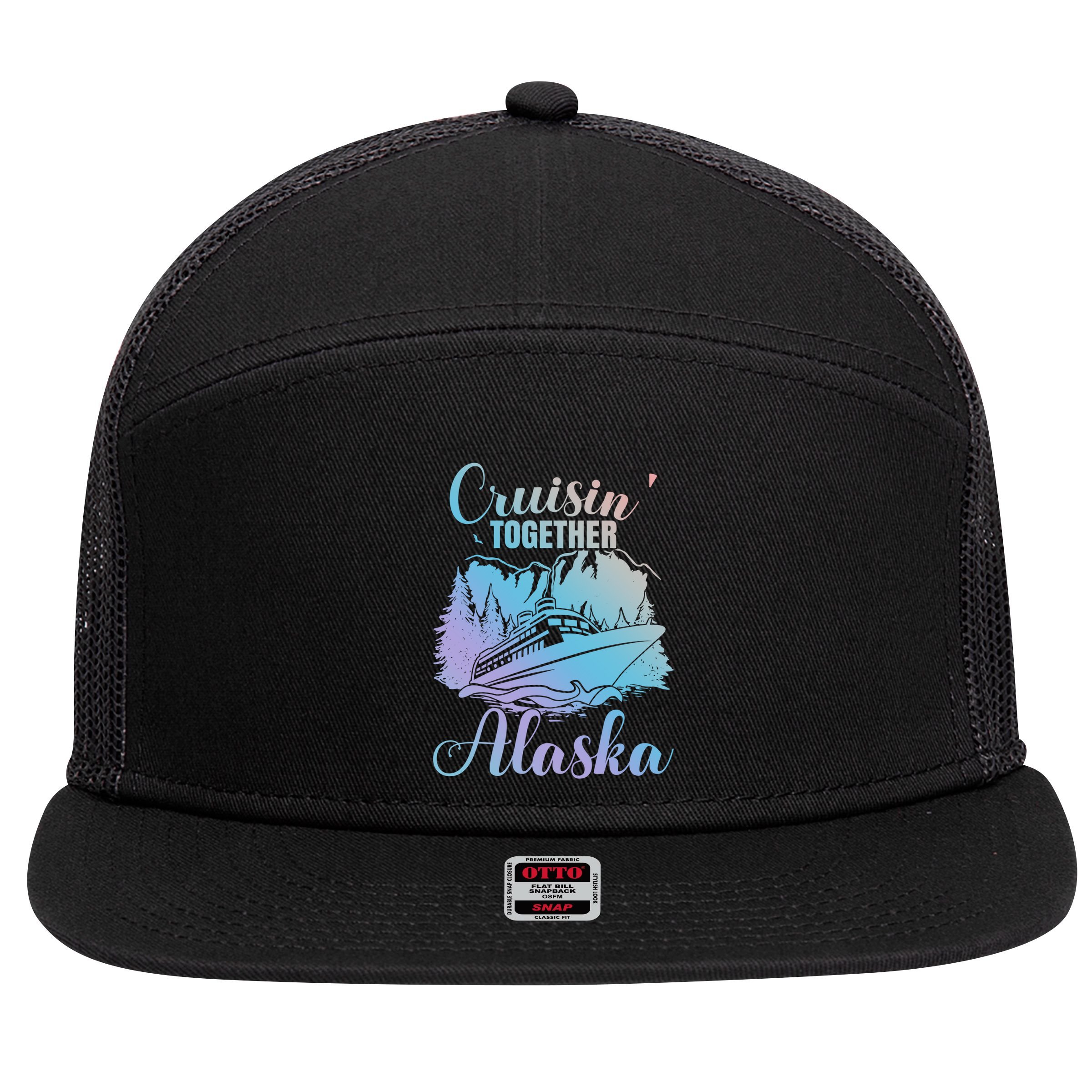 Cruisin' Together Alaska Alaskan Wilderness Great Gift 7 Panel Mesh Trucker Snapback Hat