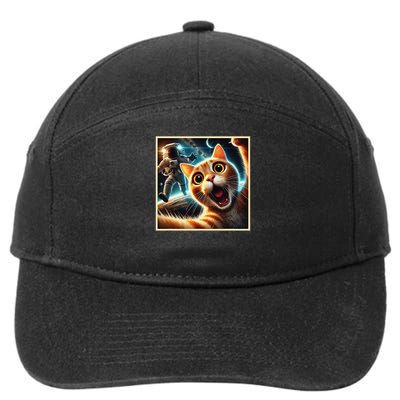 Cat Taking A Selfie With Astronaut in Space 7-Panel Snapback Hat