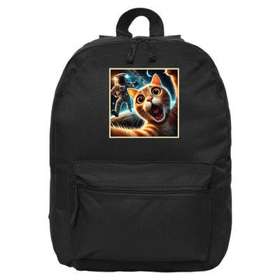 Cat Taking A Selfie With Astronaut in Space 16 in Basic Backpack