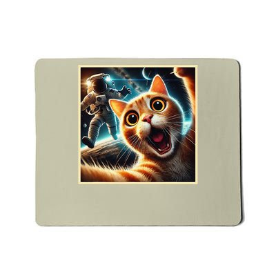 Cat Taking A Selfie With Astronaut in Space Mousepad