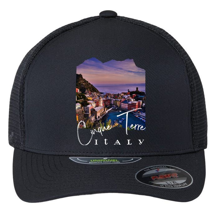 Cinque Terre At Night Cinque Terre Souvenir Flexfit Unipanel Trucker Cap