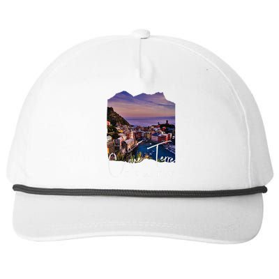 Cinque Terre At Night Cinque Terre Souvenir Snapback Five-Panel Rope Hat