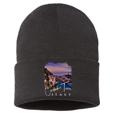 Cinque Terre At Night Cinque Terre Souvenir Sustainable Knit Beanie