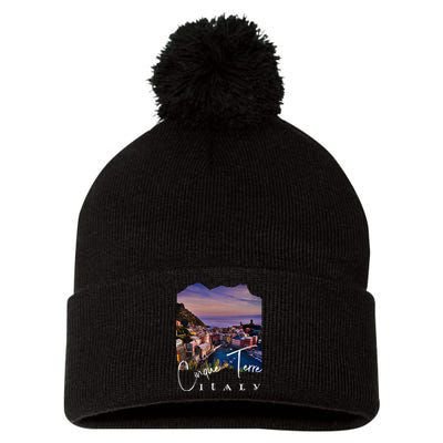 Cinque Terre At Night Cinque Terre Souvenir Pom Pom 12in Knit Beanie