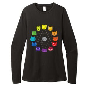 Cat Themed Artist Color Wheel Educational Art Teacher Womens CVC Long Sleeve Shirt