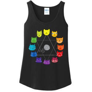 Cat Themed Artist Color Wheel Educational Art Teacher Ladies Essential Tank