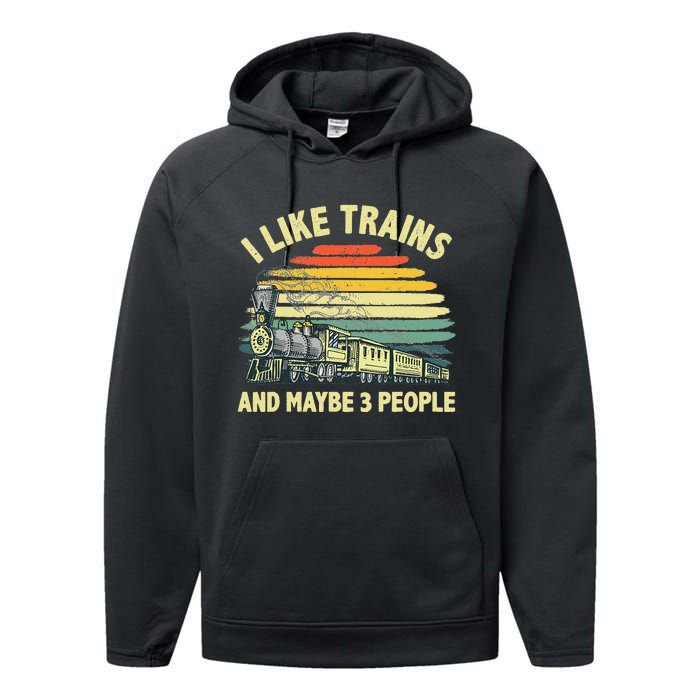 Cool Train Art For Train Collector Railroad Worker Performance Fleece Hoodie