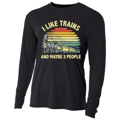 Cool Train Art For Train Collector Railroad Worker Cooling Performance Long Sleeve Crew