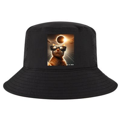 Cat Taking A Selfie With Solar 2024 Eclipse Wearing Glasses Cool Comfort Performance Bucket Hat