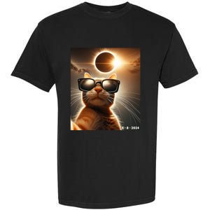 Cat Taking A Selfie With Solar 2024 Eclipse Wearing Glasses Garment-Dyed Heavyweight T-Shirt