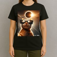 Cat Taking A Selfie With Solar 2024 Eclipse Wearing Glasses T-Shirt