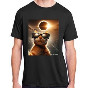 Cat Taking A Selfie With Solar 2024 Eclipse Wearing Glasses Adult ChromaSoft Performance T-Shirt