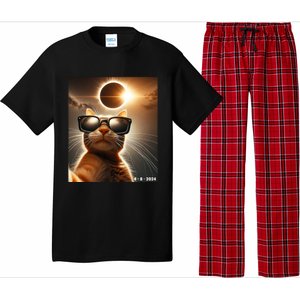 Cat Taking A Selfie With Solar 2024 Eclipse Wearing Glasses Pajama Set