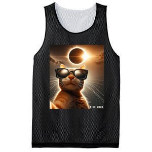 Cat Taking A Selfie With Solar 2024 Eclipse Wearing Glasses Mesh Reversible Basketball Jersey Tank