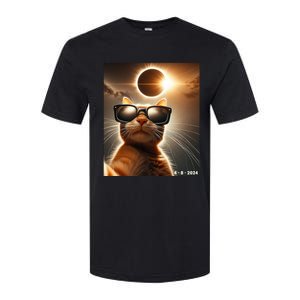 Cat Taking A Selfie With Solar 2024 Eclipse Wearing Glasses Softstyle CVC T-Shirt