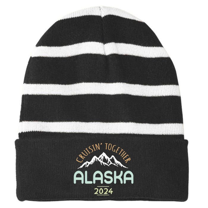 Cruising Together Alaska 2024 Family Trip Family Matching Striped Beanie with Solid Band