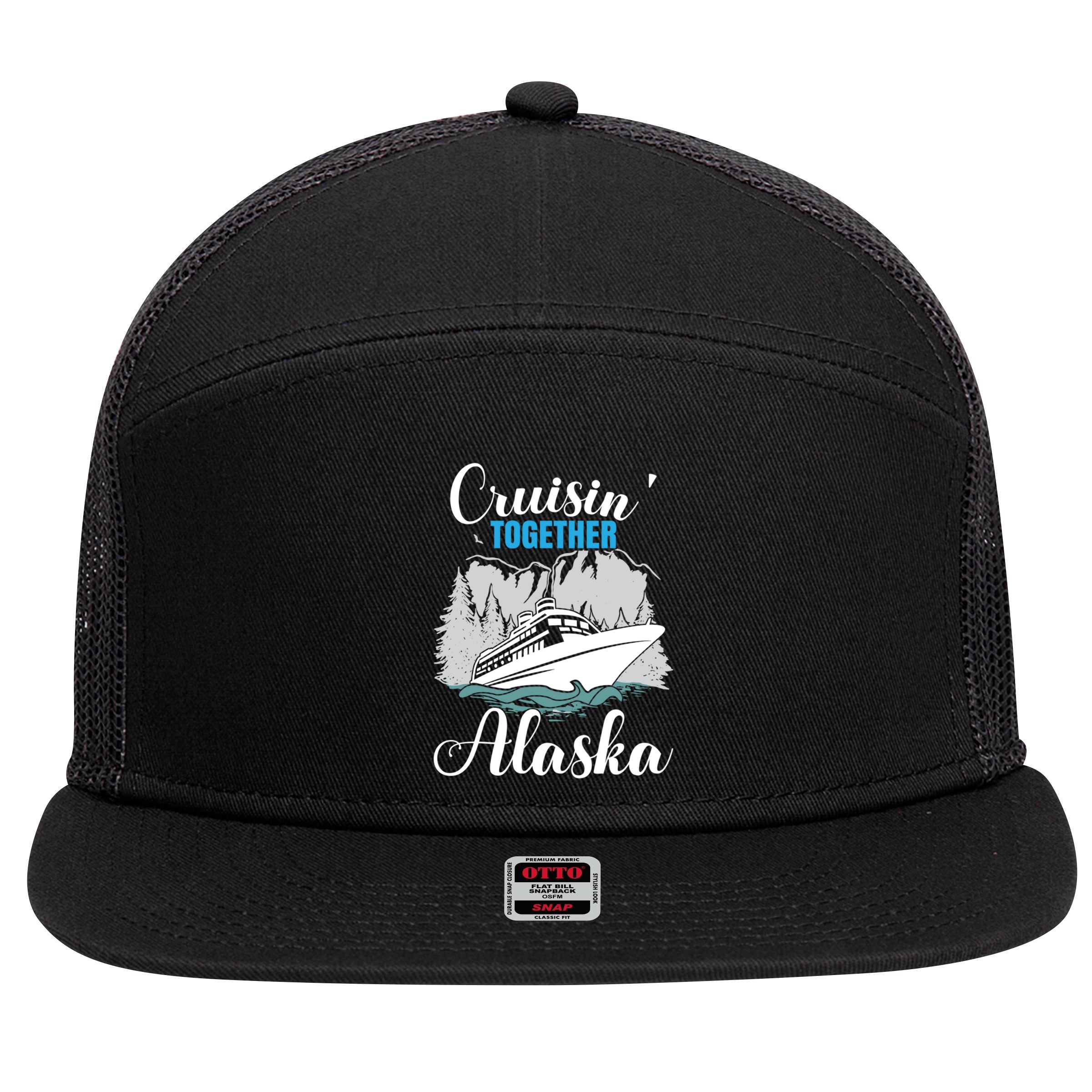 Cruisin' Together Alaska Alaskan Wilderness Gift 7 Panel Mesh Trucker Snapback Hat