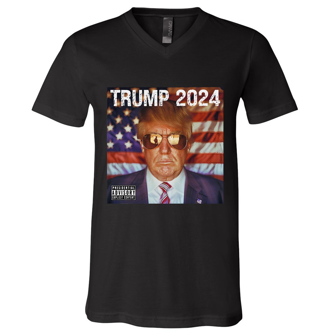 Classic Trump American Flag Photo Donald Trump Album Cover V-Neck T-Shirt