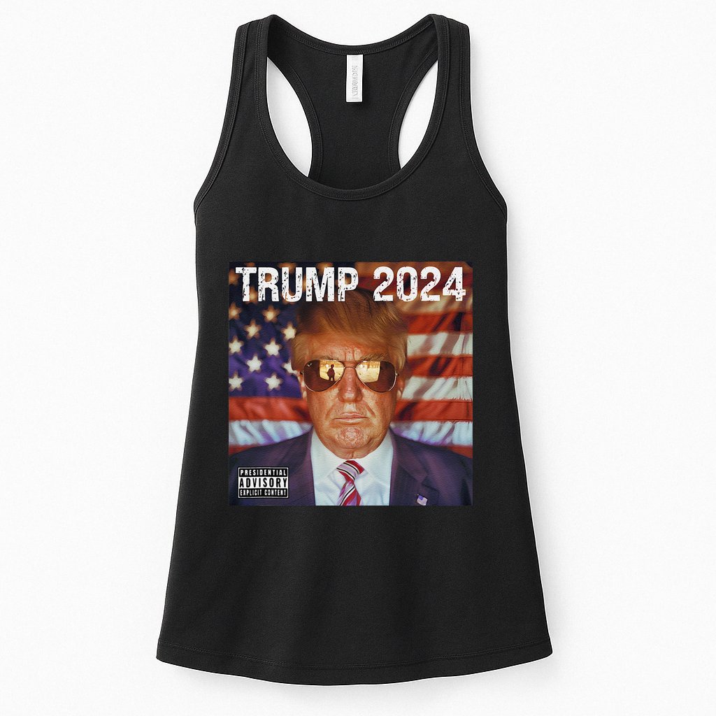 Classic Trump American Flag Photo Donald Trump Album Cover Womens Tank Top