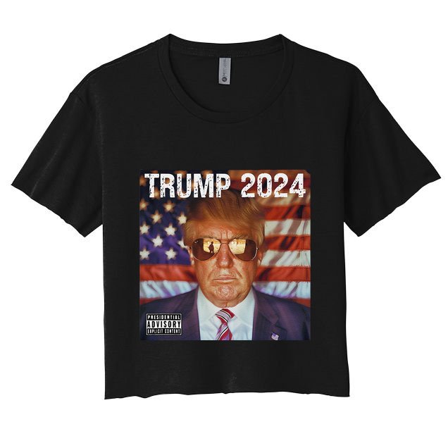 Classic Trump American Flag Photo Donald Trump Album Cover Crop Top
