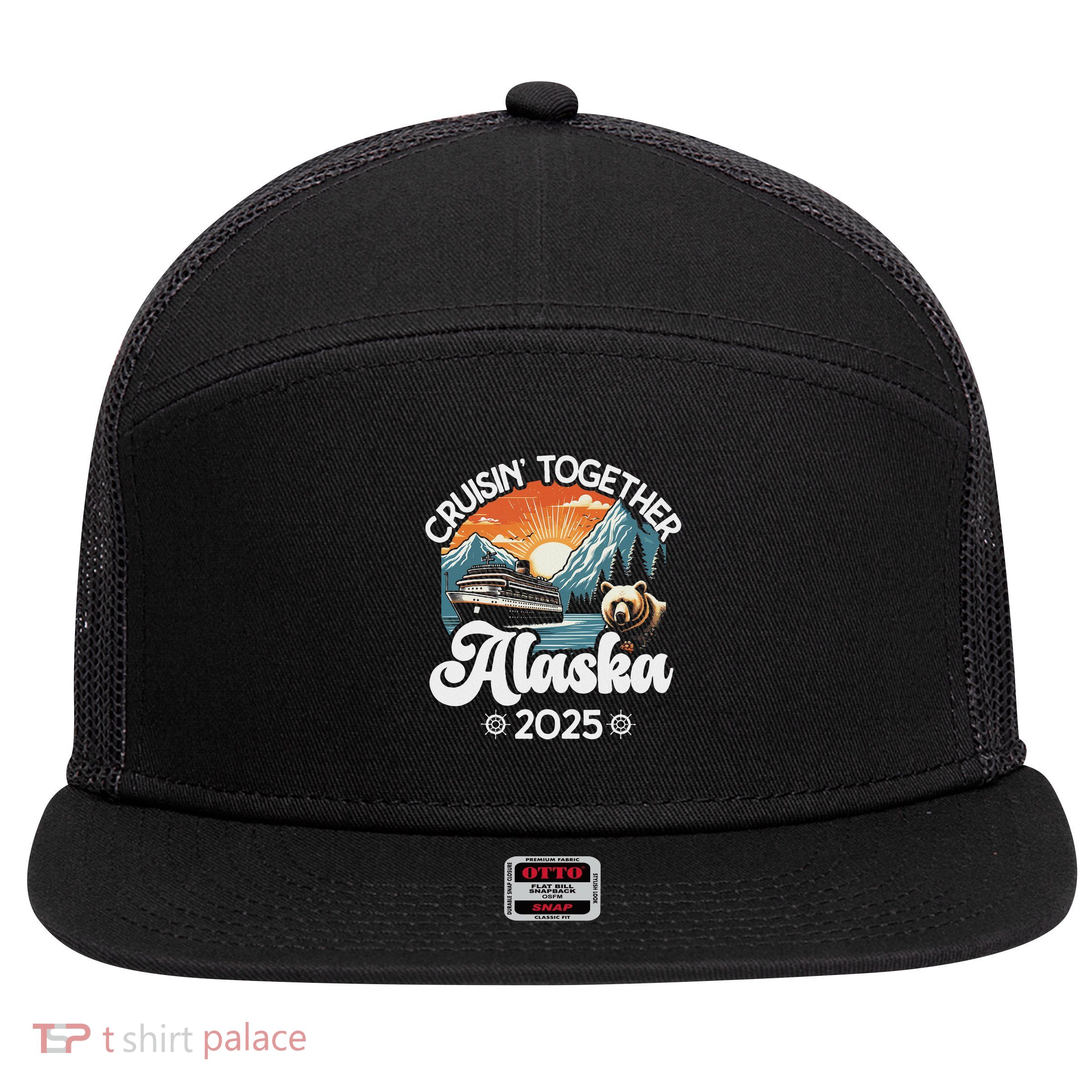Cruisin Together Alaska 2025 Family Friend Alaska Cruise 7 Panel Mesh Trucker Snapback Hat