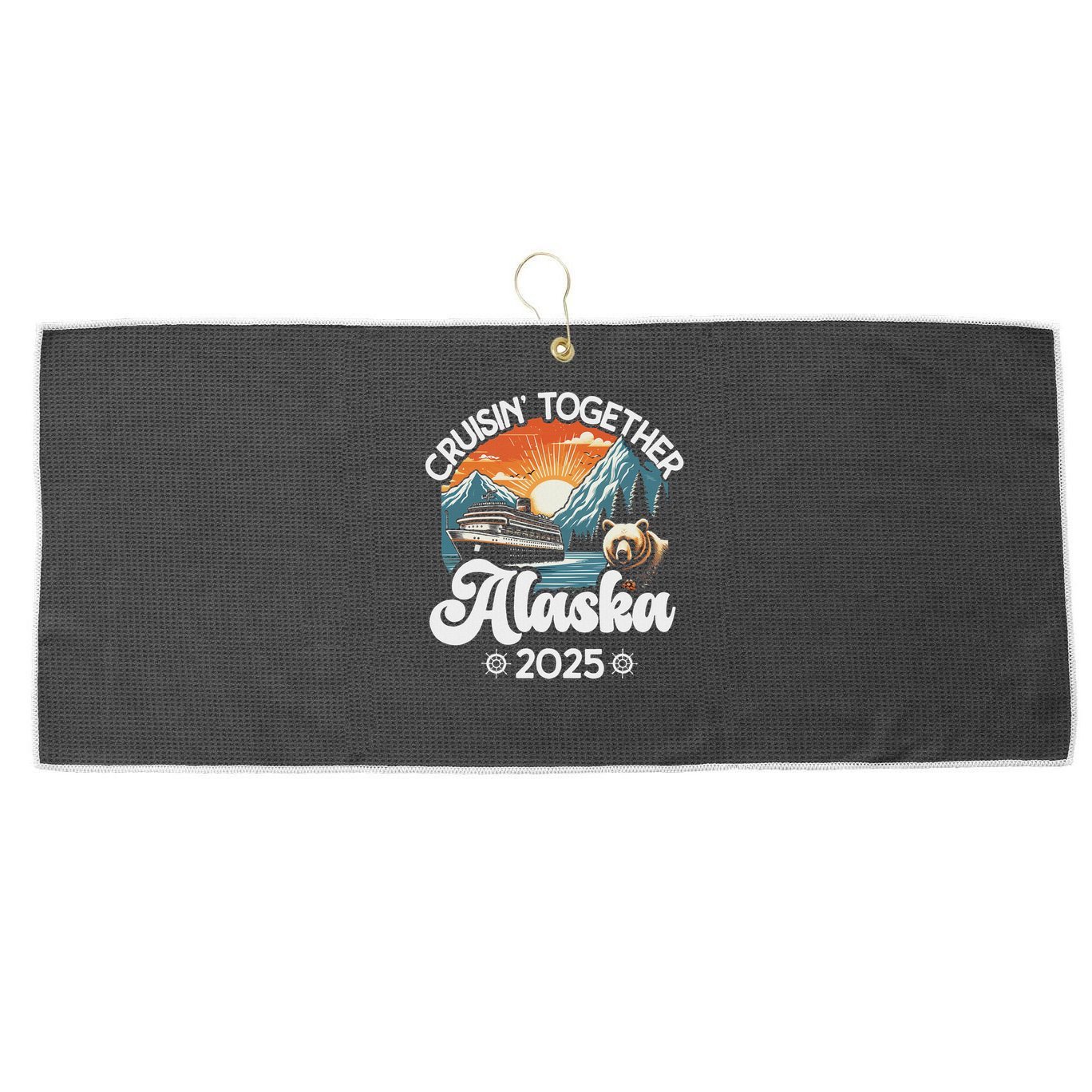 Cruisin Together Alaska 2025 Family Friend Alaska Cruise Large Microfiber Waffle Golf Towel