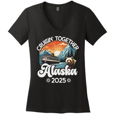 Cruisin Together Alaska 2025 Family Friend Alaska Cruise Women's V-Neck T-Shirt