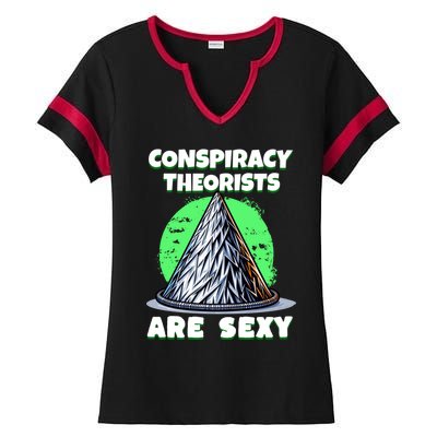 Conspiracy Theorists Are Sexy Tinfoil Hat Truth Seeking Gift Ladies Halftime Notch Neck Tee