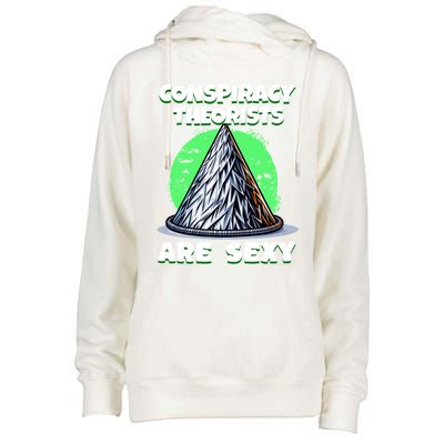 Conspiracy Theorists Are Sexy Tinfoil Hat Truth Seeking Gift Womens Funnel Neck Pullover Hood