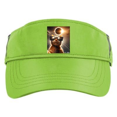 Cat Taking A Selfie With Solar 2024 Eclipse Wearing Glasses Adult Drive Performance Visor