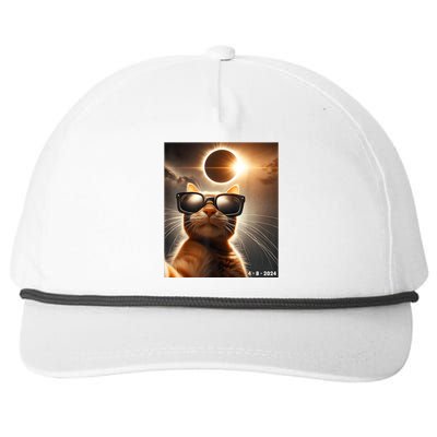 Cat Taking A Selfie With Solar 2024 Eclipse Wearing Glasses Snapback Five-Panel Rope Hat