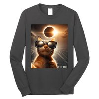 Cat Taking A Selfie With Solar 2024 Eclipse Wearing Glasses Long Sleeve Shirt