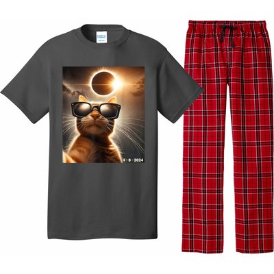 Cat Taking A Selfie With Solar 2024 Eclipse Wearing Glasses Pajama Set